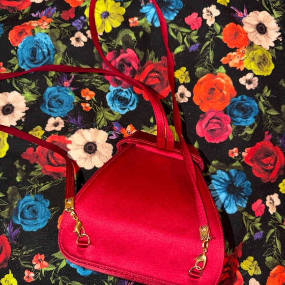 Gucci Vintage Red Satin Rhinestone Horsebit Mini Backpack